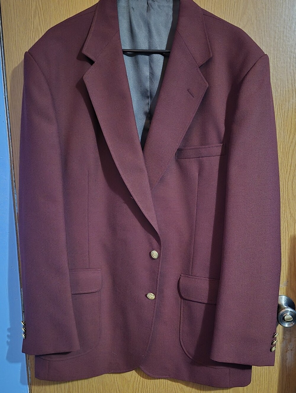 Stafford Men's Burgundy Blazer Sport Coat Sz 46L 2 Button Lined Vented Vintage